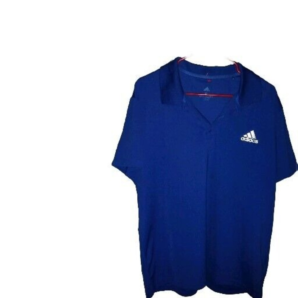 Adidas Aeroready Mens XL Shirt Rib Polo Blue Solid Club Golf‎ Tennis CLIMALITE